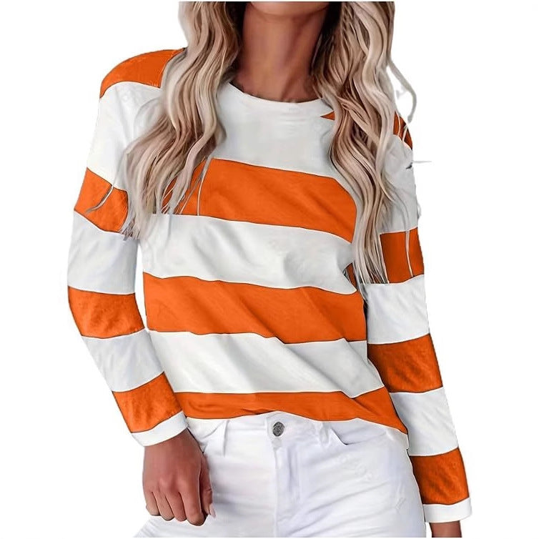 Damen lässiges gestreiftes Langarmshirt Drune