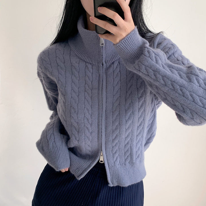 Damen Grob gestrickte Zip-Cardigan Drune