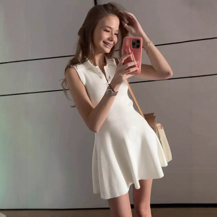 Damen Polo-Kleid mit elegantem Kragen und fließendem Rock Drune