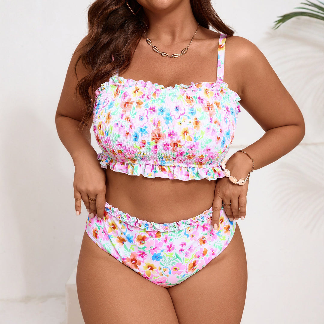 Damen Bikini-Set mit floralen Rüschendetails Drune