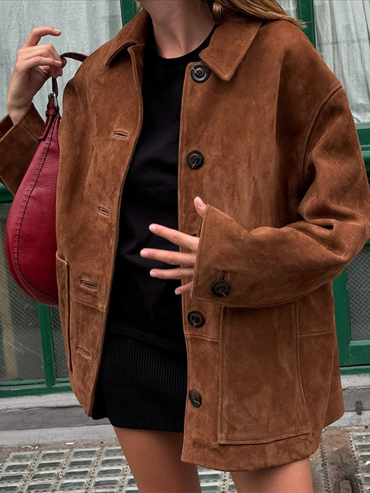 Damen Wilde Velourjacke im lässigen Chic Drune