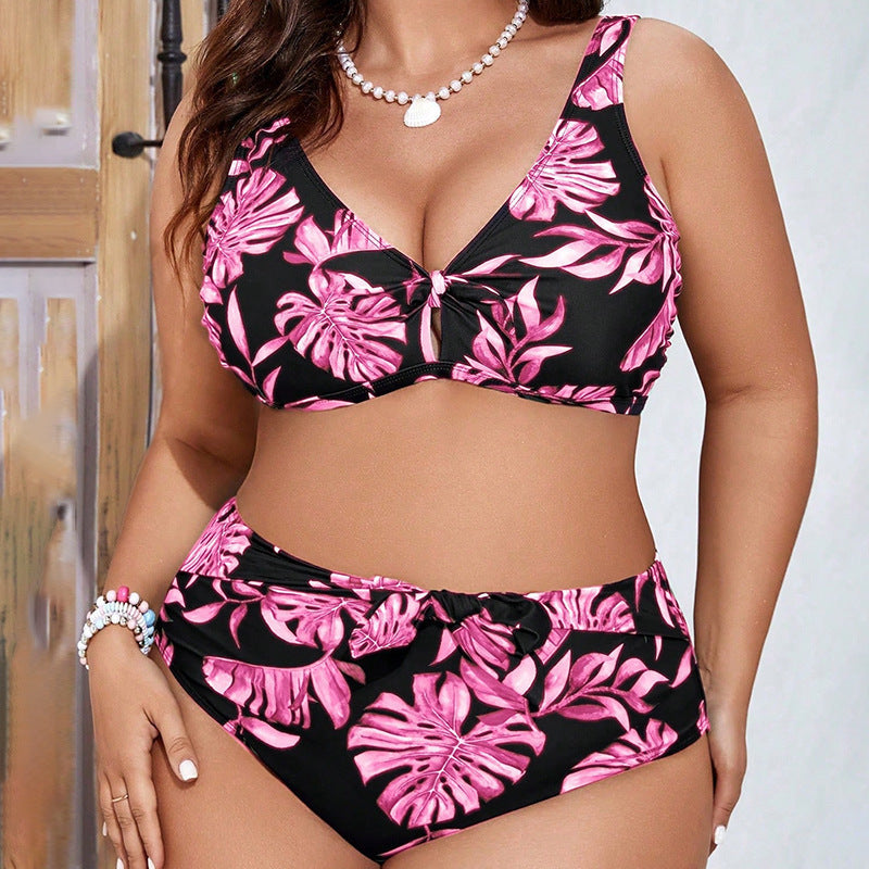 Damen Hochtailliertes Bikini-Set mit floralem Bindeband Drune
