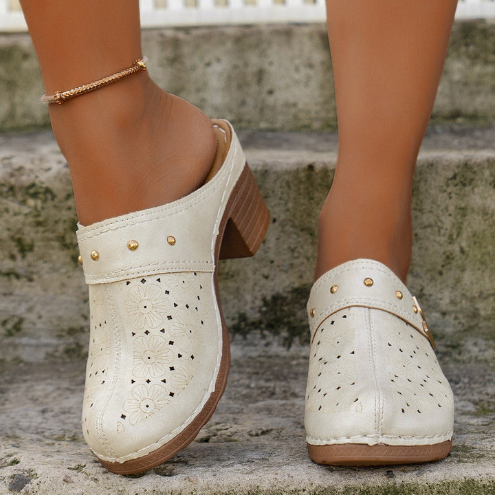 Damen Hohe Clogs mit floralem Muster und ergonomischem Fußbett Drune