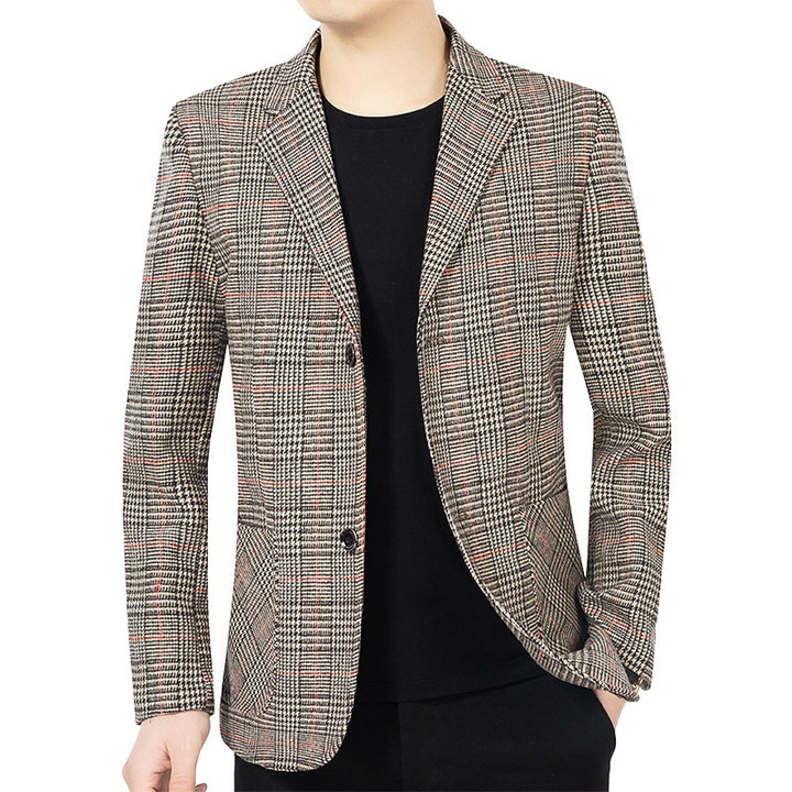 Herren Sakko mit Glencheckmuster schlanke Schnittführung und Zweiknopf-Silhouette Drune