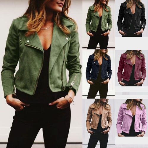 Damen Bikerjacke mit strukturiertem Wildleder-Look und asymmetrischem Reißverschluss Drune