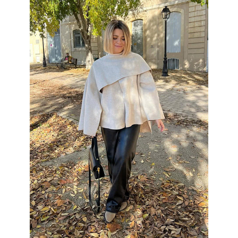 Damen modisches Oversized-Pullover mit Drapierung Drune