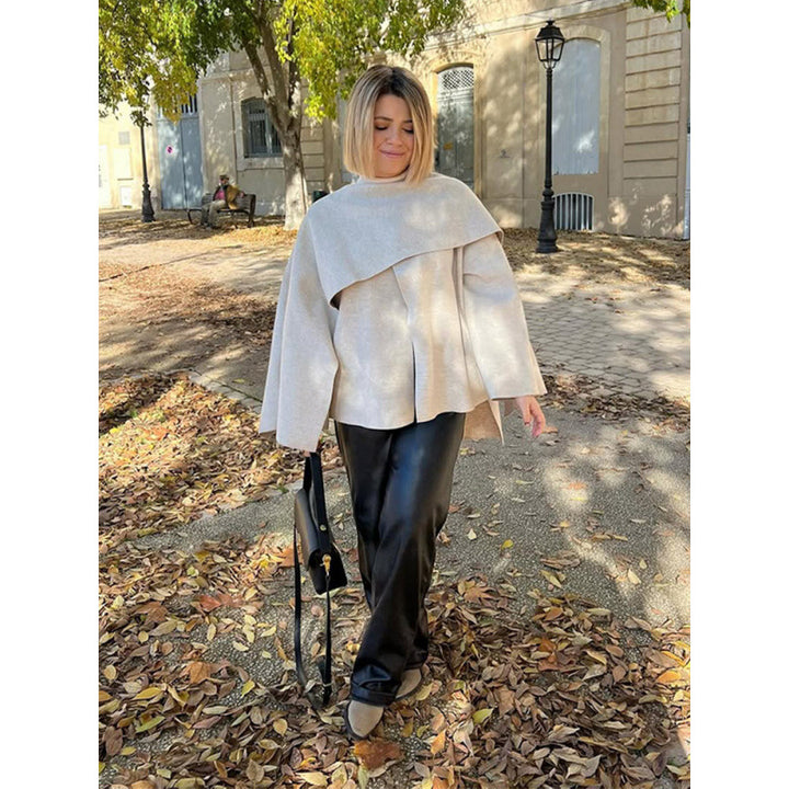 Damen modisches Oversized-Pullover mit Drapierung Drune