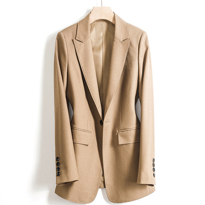 Damen Taillierter Einreihiger Blazer mit Ein-Knopf-Verschluss und Pattentaschen Drune