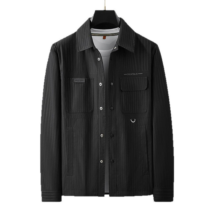 Herren Utility-Overshirt mit feiner Nadelstreifenstruktur, Brusttaschen und D‑Ring Drune