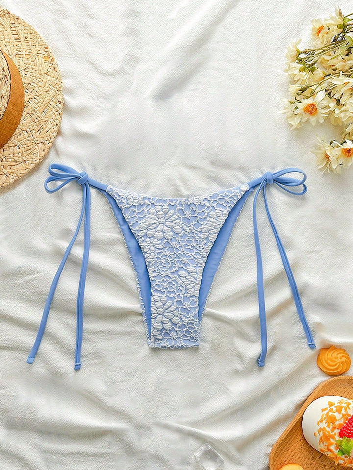Damen Bikiniunterteil mit floralen Spitzenapplikationen Drune