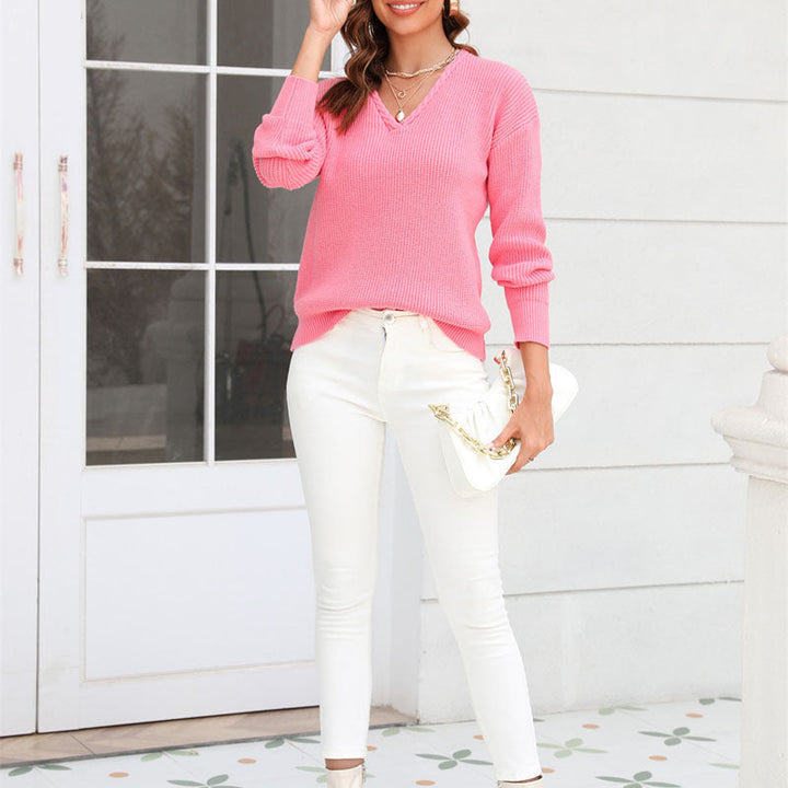 Drune | Schlichter Einfarbiger Strickpullover Mit Rundhals