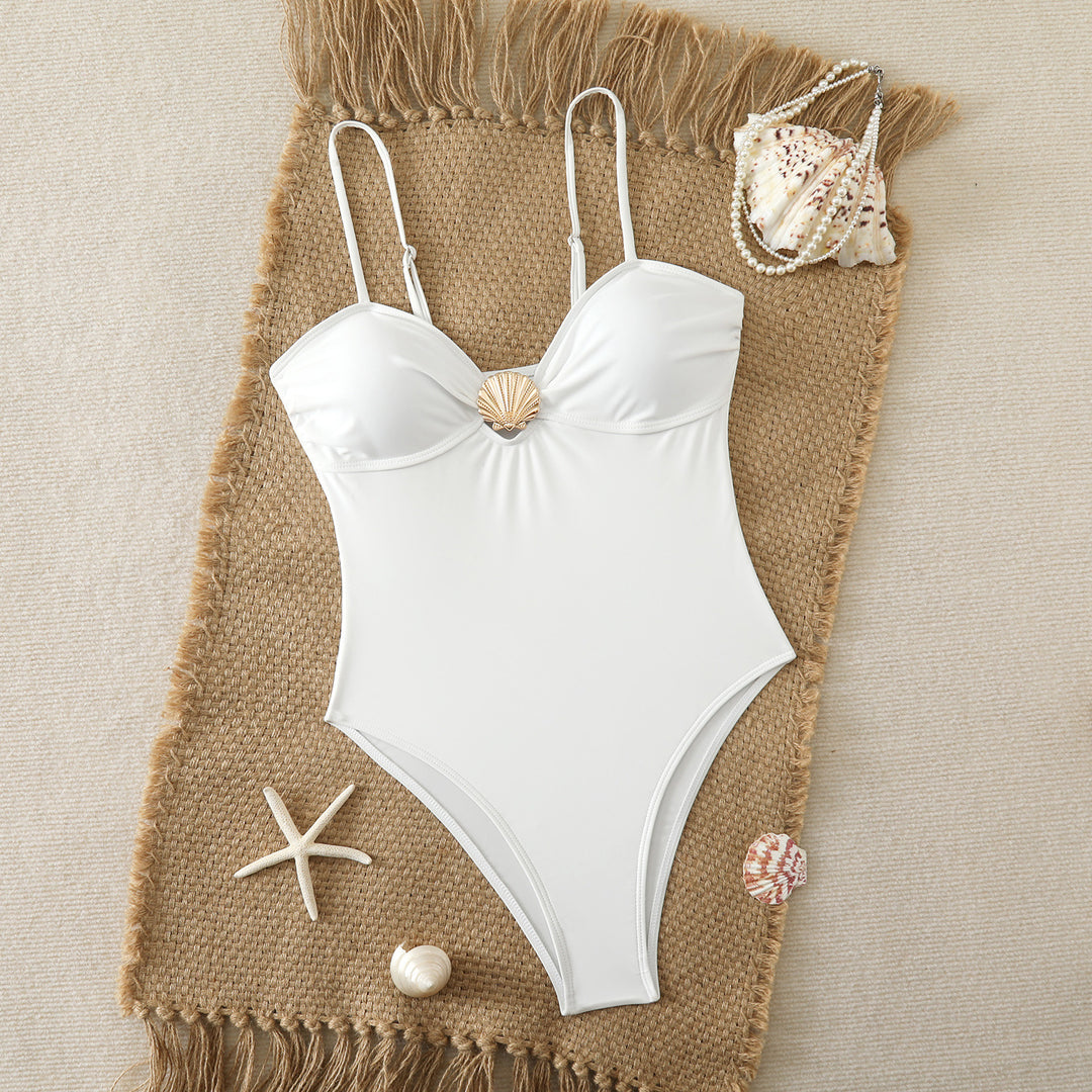 Damen Eleganter Badeanzug mit Muschel-Detail Drune