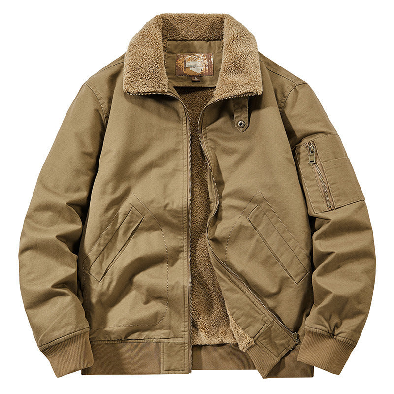 Herren Teddygefütterte Pilot-Bomberjacke mit Sherpa-Innenfutter und Ärmeltasche Drune