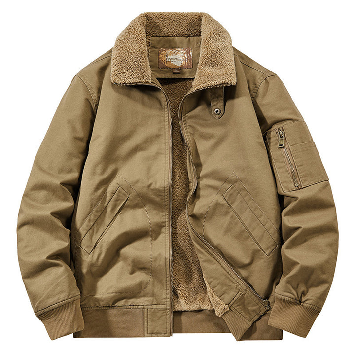 Herren Teddygefütterte Pilot-Bomberjacke mit Sherpa-Innenfutter und Ärmeltasche Drune