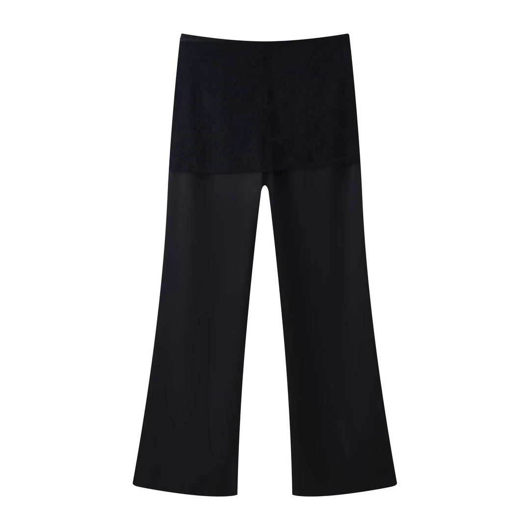 Damen nan Wickel-Palazzohose mit integriertem Rocklayer, hohem Bund und weitem Bein Drune