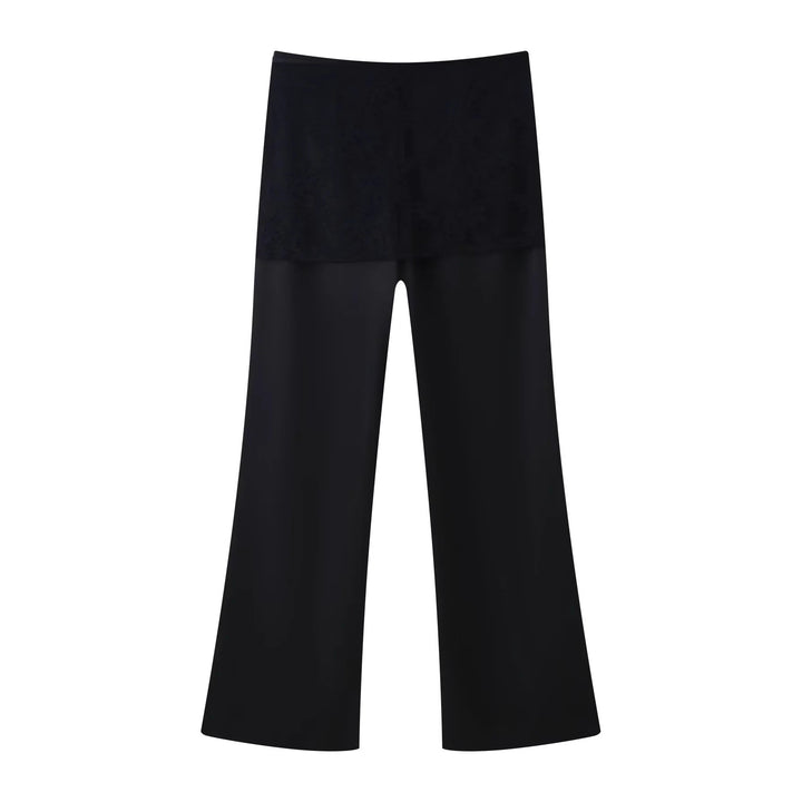 Damen nan Wickel-Palazzohose mit integriertem Rocklayer, hohem Bund und weitem Bein Drune