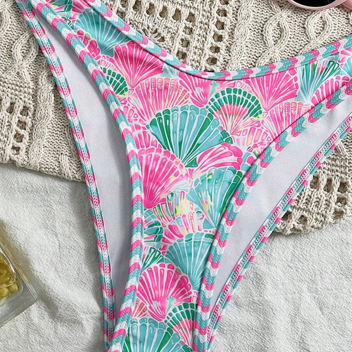 Damen Triangel-Bikini-Set mit trendy Muschel-Muster Drune