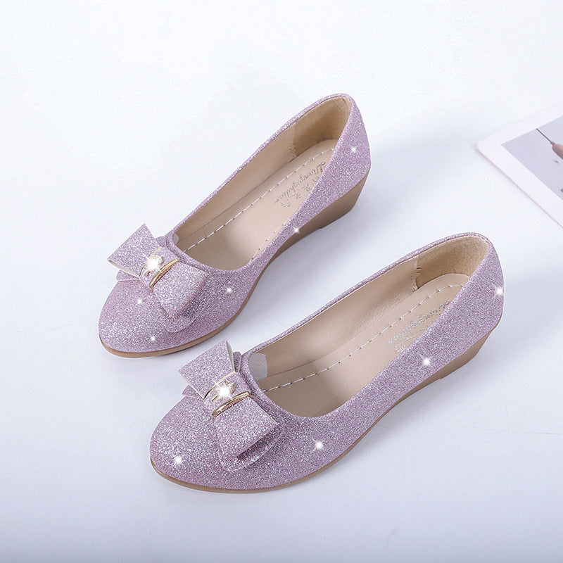 Damen Wedge-Ballerinas mit funkelndem Schleifen-Detail und rutschfester Sohle Drune