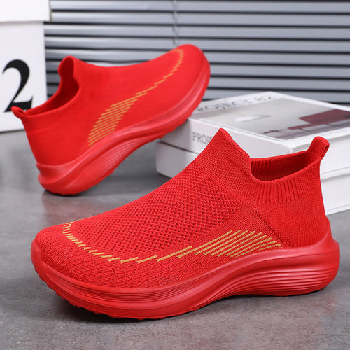 Damen Bequeme und atmungsaktive Slip-On Sneakers mit nahtloser Strick-Oberfläche Drune