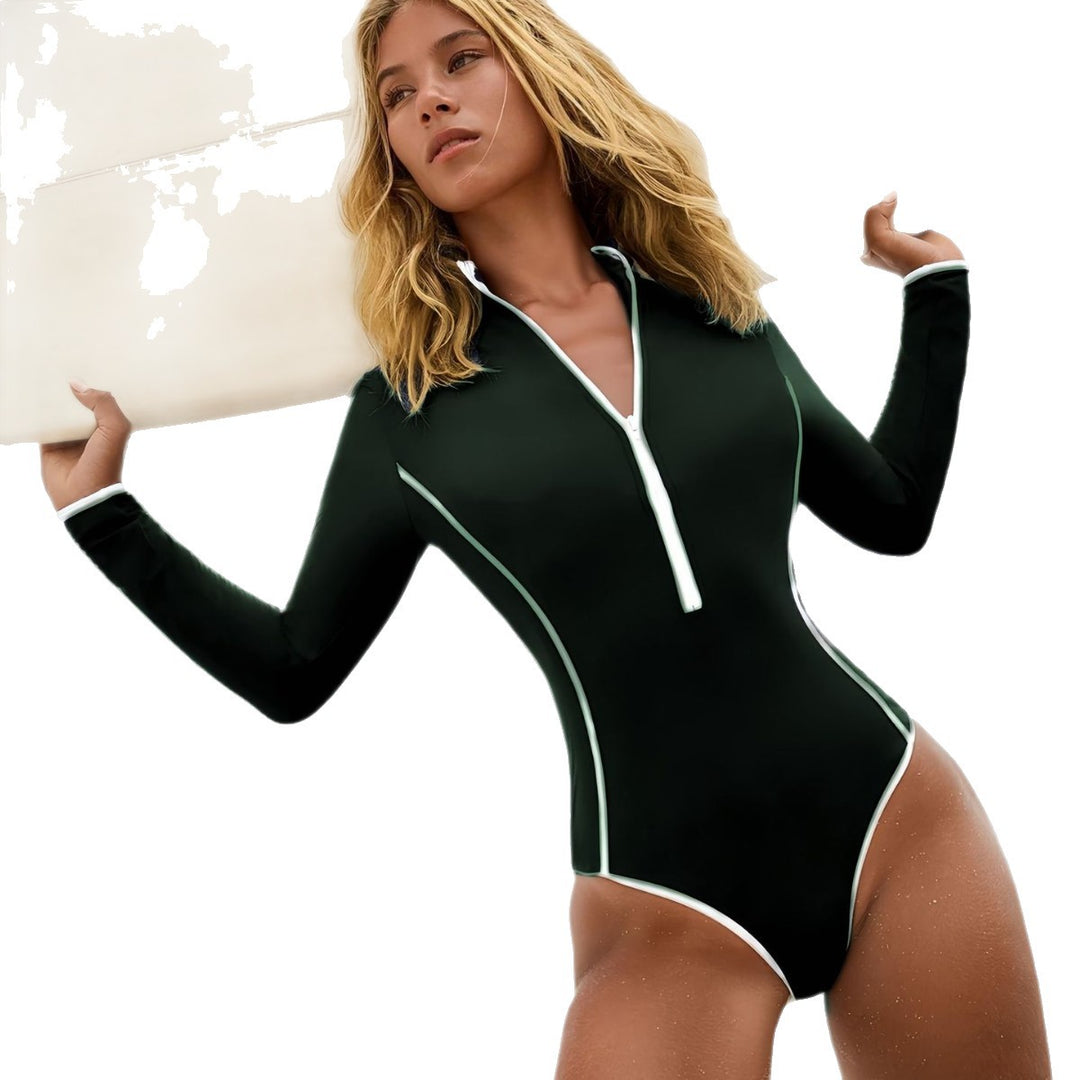 Damen Schwimmanzug mit langem Arm und stylischem Reißverschluss Drune
