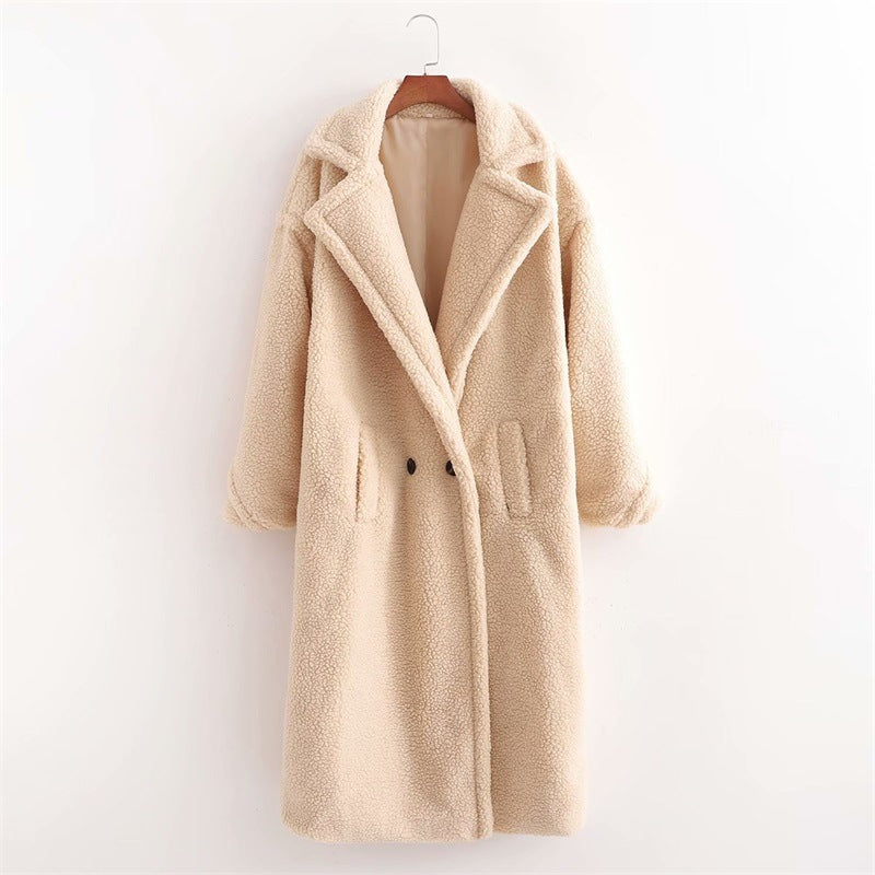 Drune | Langer Übergroß Schnitt Weiches Teddy Fleece Reverskragen Warm Und Bequem