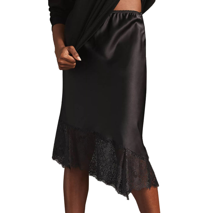 Damen Satinrock mit Spitze und asymmetrischem Saum Drune