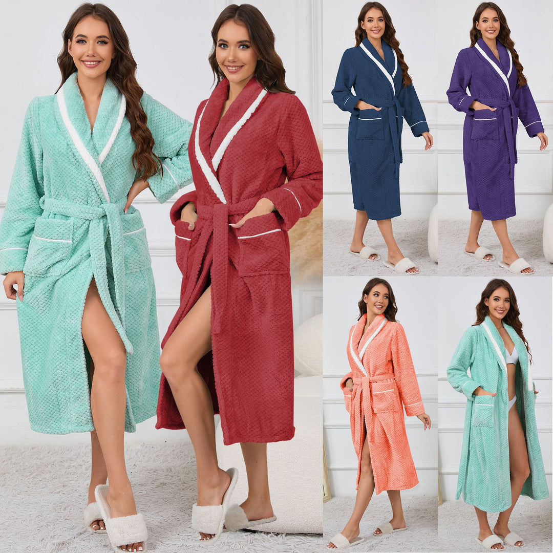 Damen Kuscheliger Bademantel mit hohen Taschen und Gürtel Drune