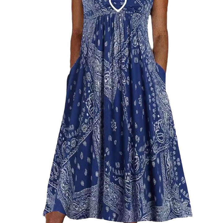 Damen Sommerliches Maxikleid mit elegantem Bandana-Muster und praktischen Taschen Drune
