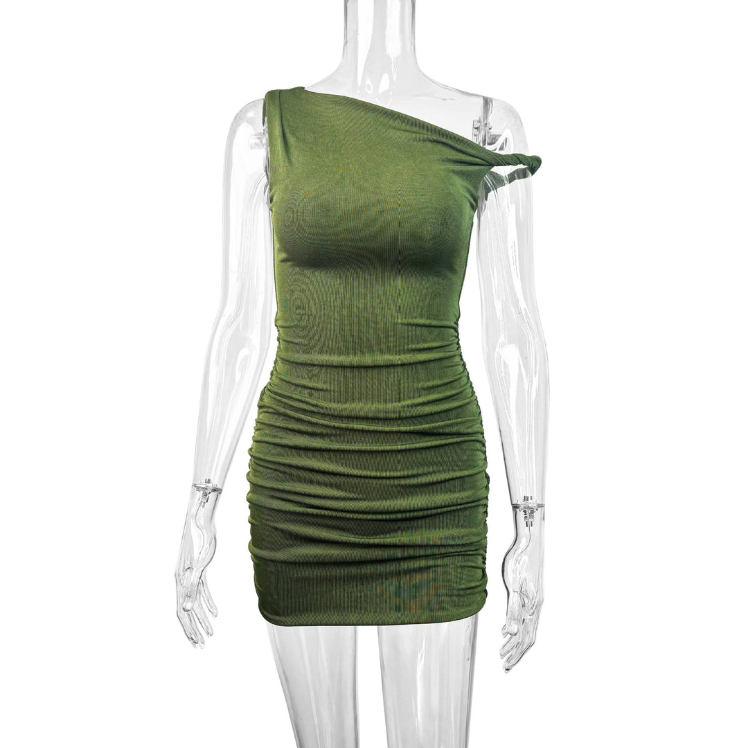 Damen Glamouröses Wickelminikleid mit asymmetrischem Ausschnitt und raffinierten Rüschendetails Drune