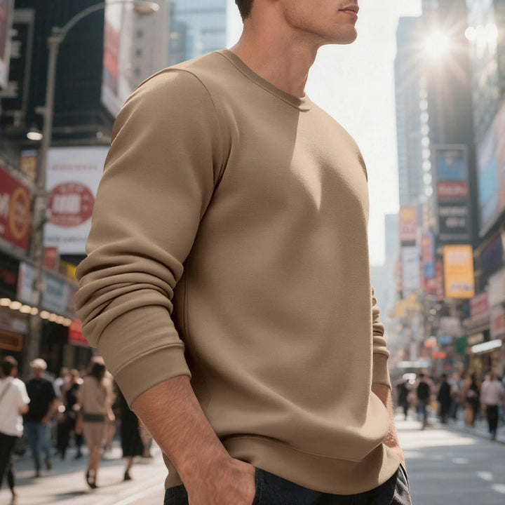 Herren lässiger Rundhals-Sweatshirt aus hochwertigem Baumwollmix mit strukturiertem Material Drune