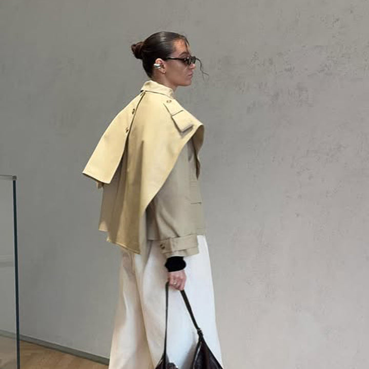 Damen Kurz geschnittene Oversize-Schulterjacke mit Epauletten Drune