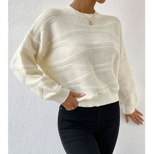 Damen Strickpullover mit raffiniertem Wellenmuster Drune