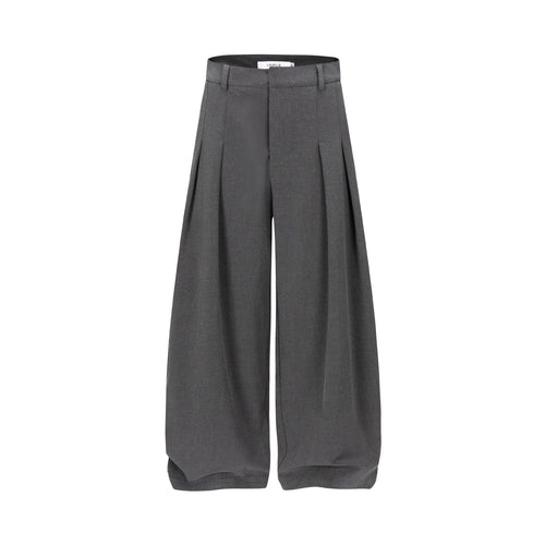 Damen Hochtaillierte weite Plissee-Hose mit Bügelfalte und Gürtelschlaufen Drune