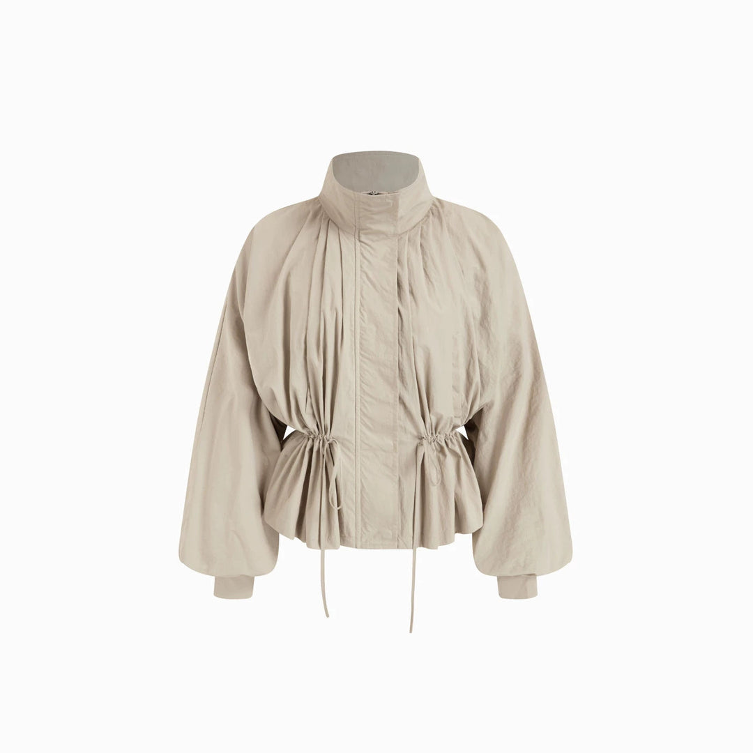 Damen Taillierte Übergangsjacke mit Tunnelzug, Stehkragen und Ballonärmeln Drune
