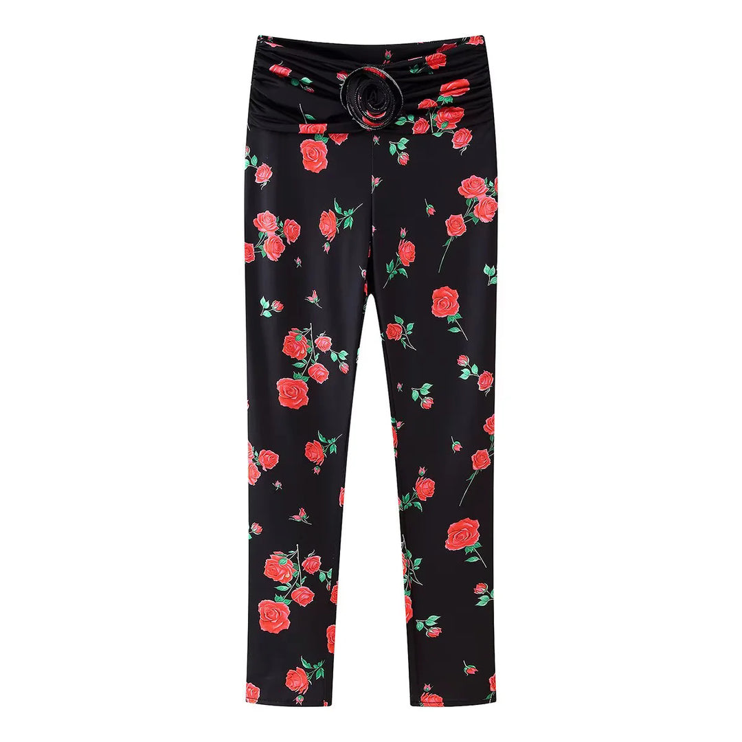 Damen nan taillierte Stretch-Leggings mit hohem Raffungbund und dekorativem Ringdetail Drune