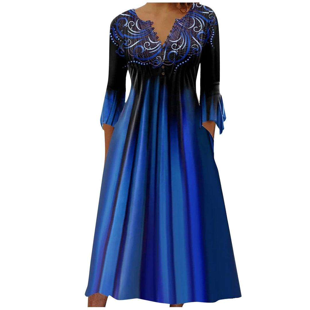 Damen Midikleid mit eleganter Bestickung und fließendem Schnitt Drune