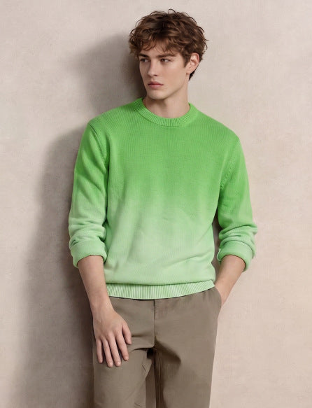 Herren Feinstrick-Pullover mit Dip-Dye-Effekt und Rundhalsausschnitt Drune
