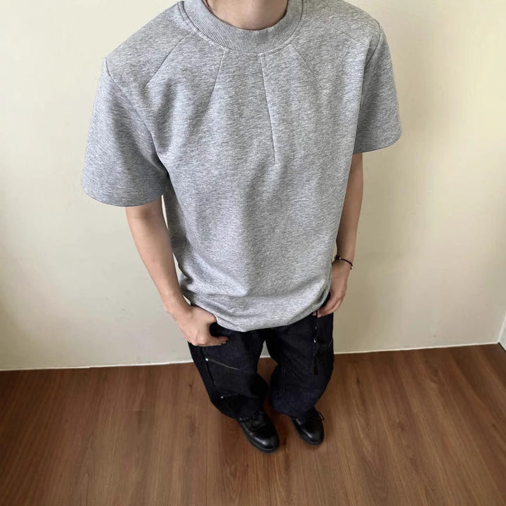 Herren modernes T-Shirt mit hohem Kragen und strukturierter Verarbeitung Drune
