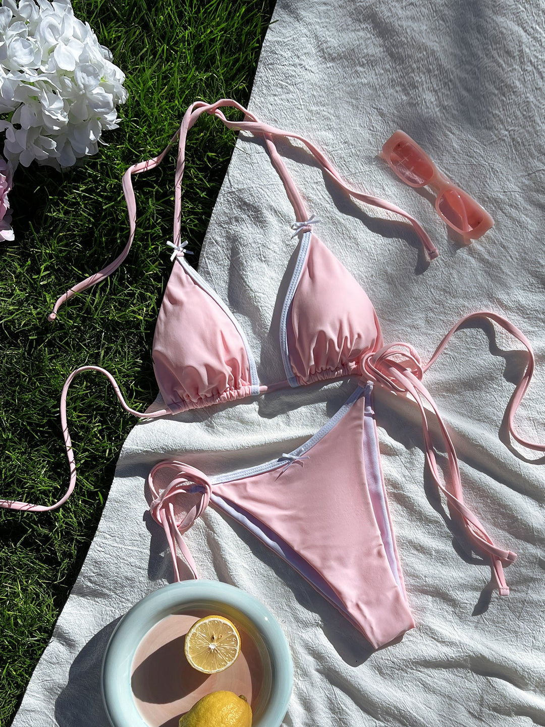 Damen Triangel-Bikini mit verspielten Bindebändern Drune