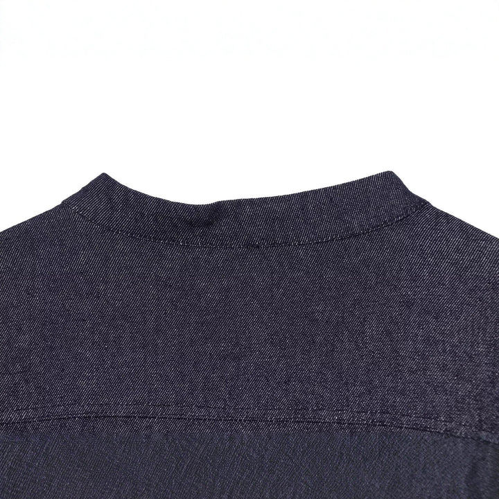 Damen Cropped Jeansjacke im China‑Stil mit Mandarinkragen und Knotenverschlüssen Drune