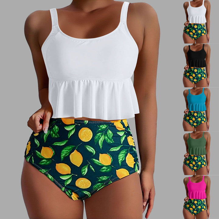 Damen Tankini-Set mit floralen Akzenten und Rüschen Drune