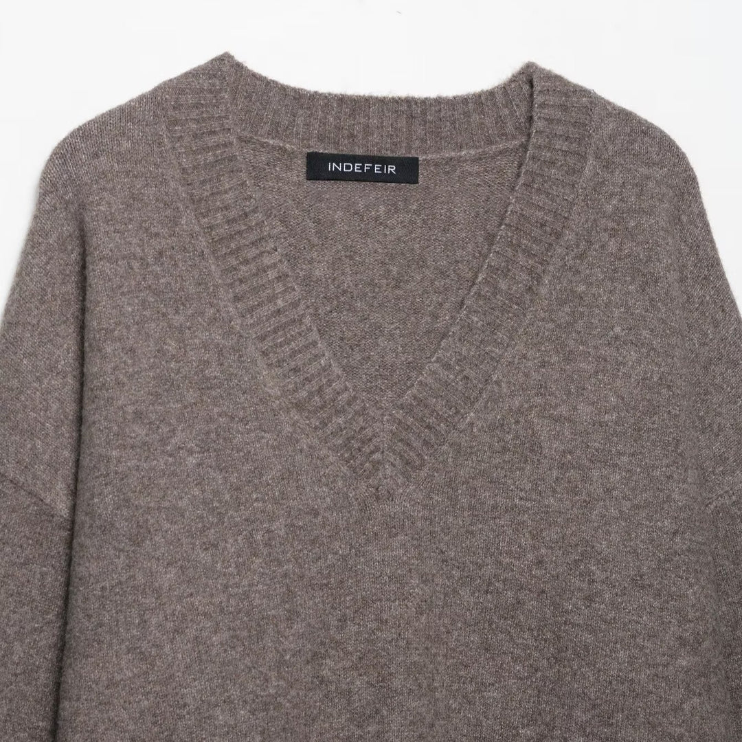 Damen kuscheliger V-Ausschnitt Pullover Drune