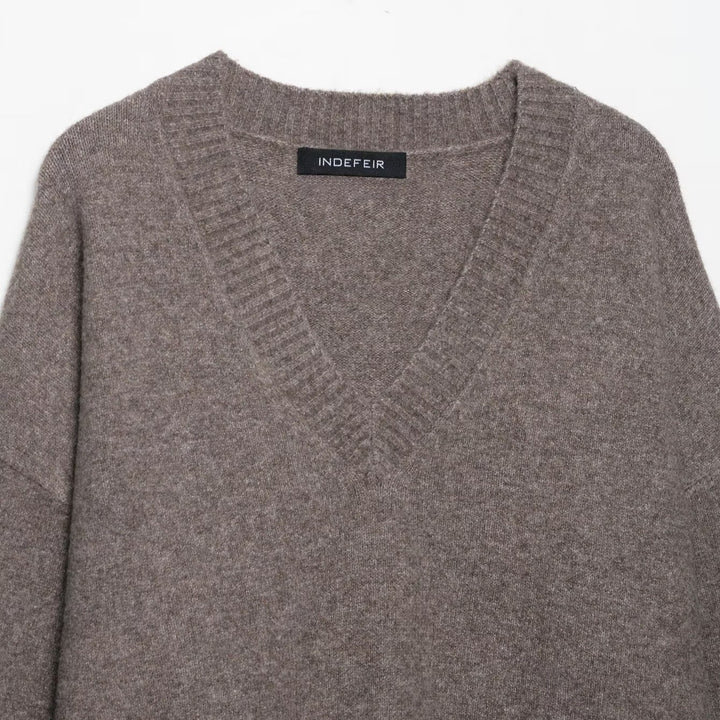 Damen kuscheliger V-Ausschnitt Pullover Drune