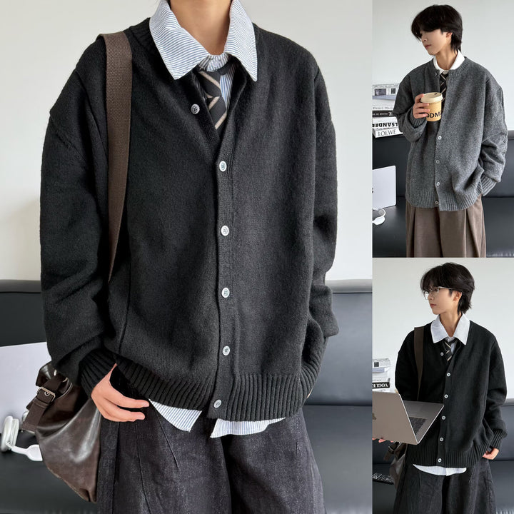 Damen Modischer Strick-Cardigan mit Rundknopfleiste Drune