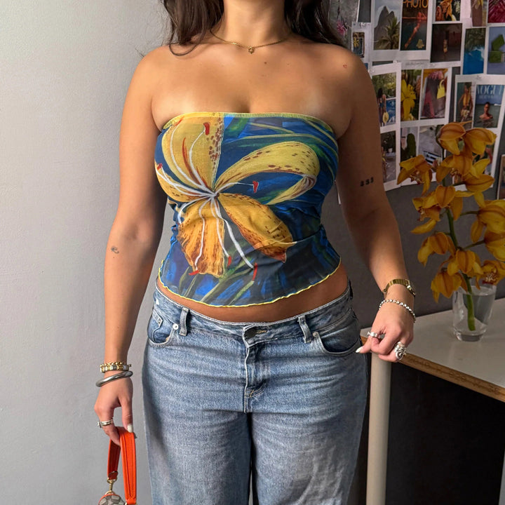 Damen vielseitiges Halstuch mit floralem Design und elastischem Abschluss Drune