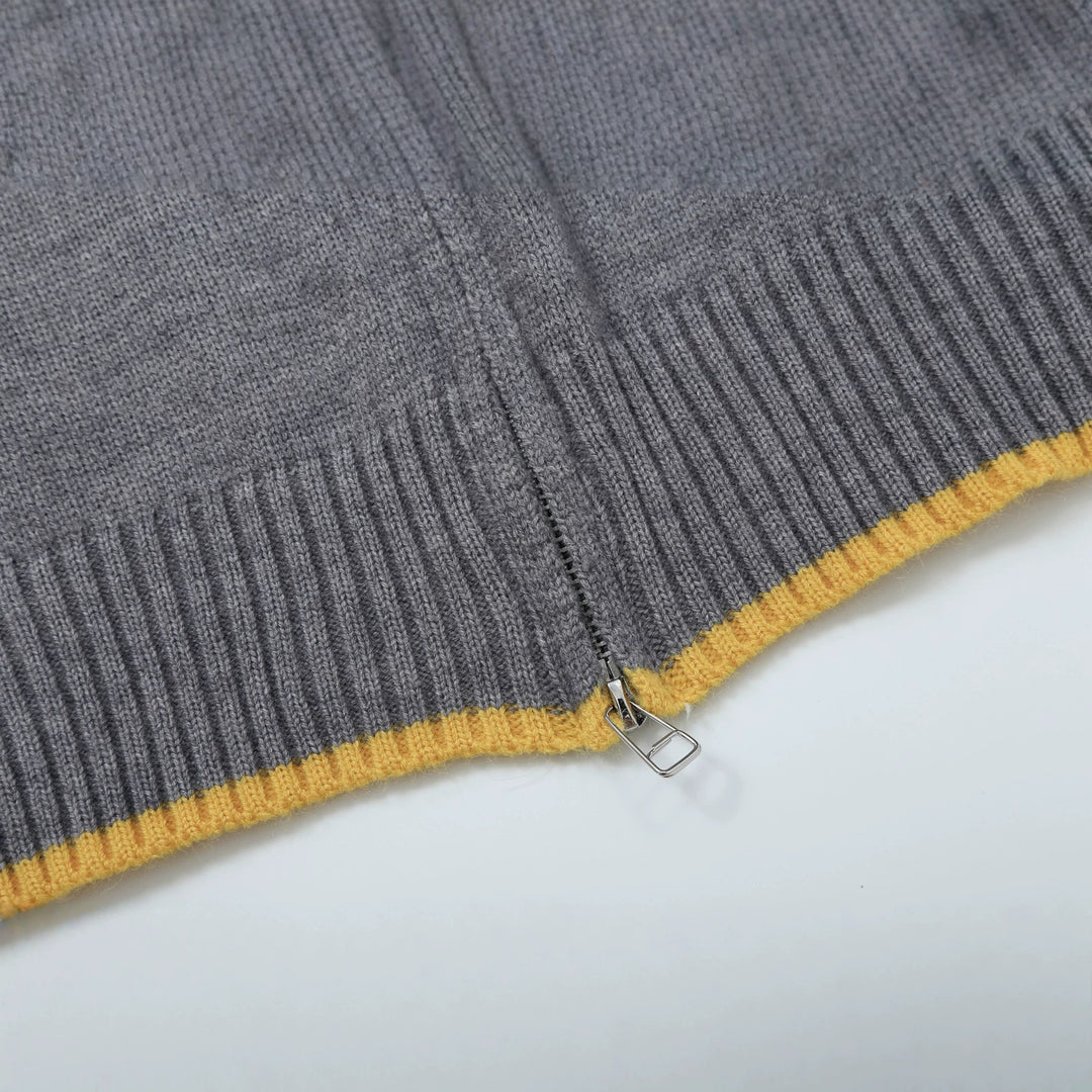Damen Strick-Cardigan mit Matrosenkragen und Kontrastkanten Drune