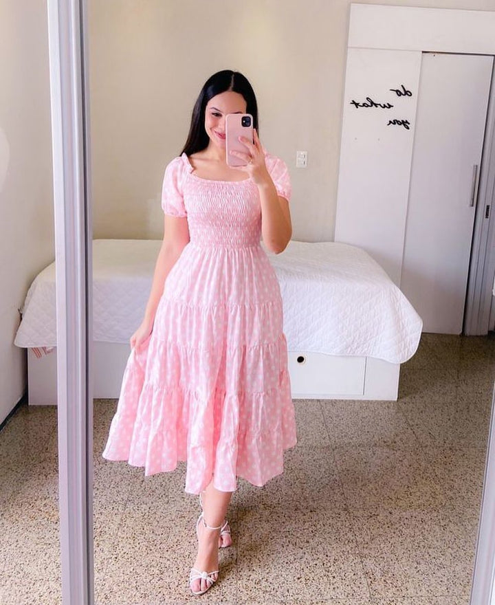 Damen Midi-Kleid mit schulterfreiem Design und verspieltem Schmetterlingsmuster Drune