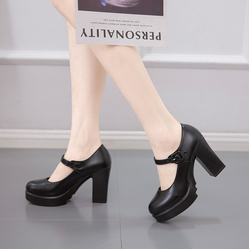 Damen elegante Mary Jane Pumps mit dekorativem Riemen und komfortablem Blockabsatz Drune