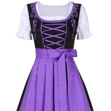 Damen  traditionelles Dirndl mit besticktem Mieder und geschnürter Vorderseite Drune