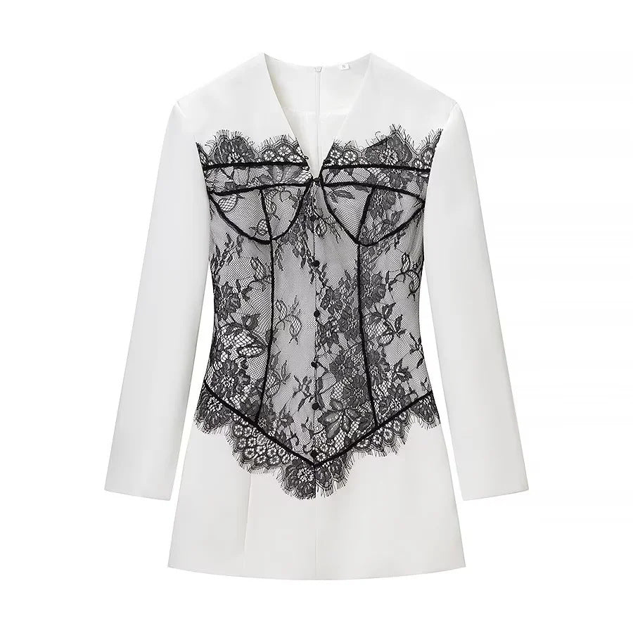 Damen nan Blazer mit integrierter Spitzen‑Corsage und taillierter Silhouette Drune